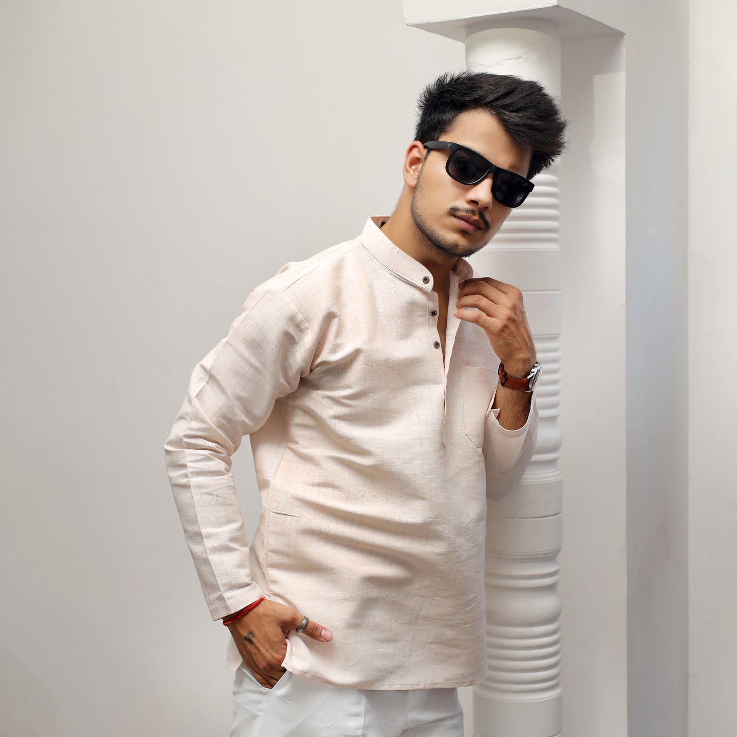 Softline Full Sleeves Short Kurta-Yellow