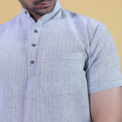 Combo Set Softline Half Sleeves Short Kurta Pant-Gray