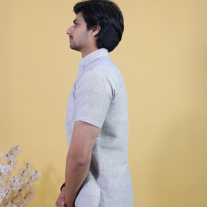 Combo Set Softline Half Sleeves Short Kurta Pant-Gray