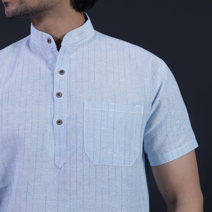 Softline Half Sleeves Short Kurta-Blue