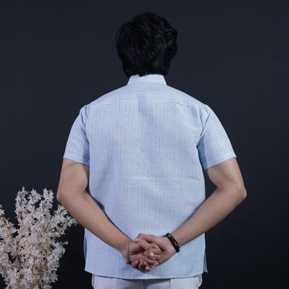 Softline Half Sleeves Short Kurta-Blue