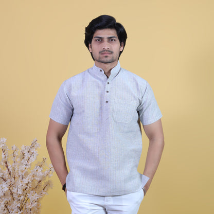 Combo Set Softline Half Sleeves Short Kurta Pant-Gray