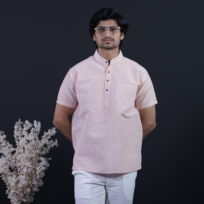 Softline Half Sleeves Short Kurta-Orange