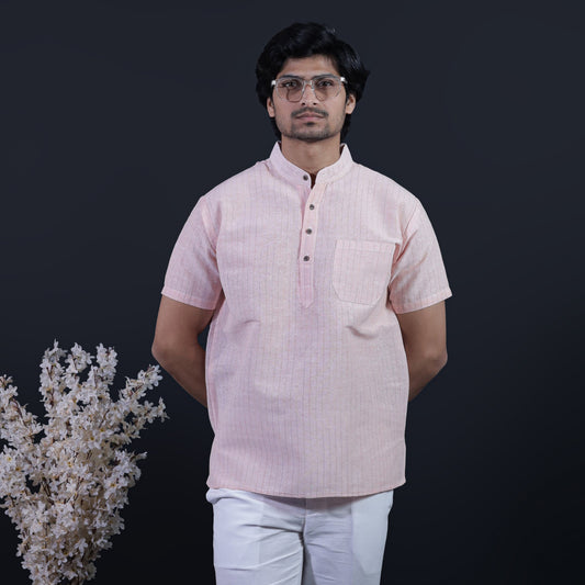 Softline Half Sleeves Short Kurta-Orange