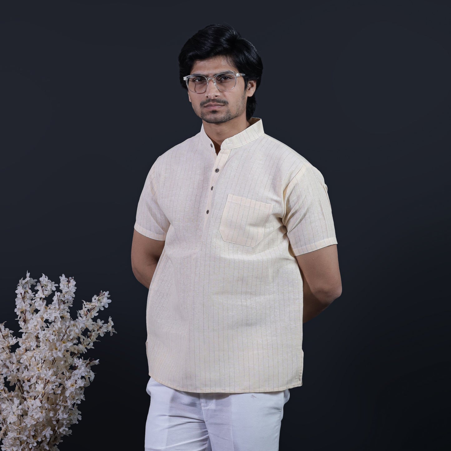 Softline Half Sleeves Short Kurta-Yellow