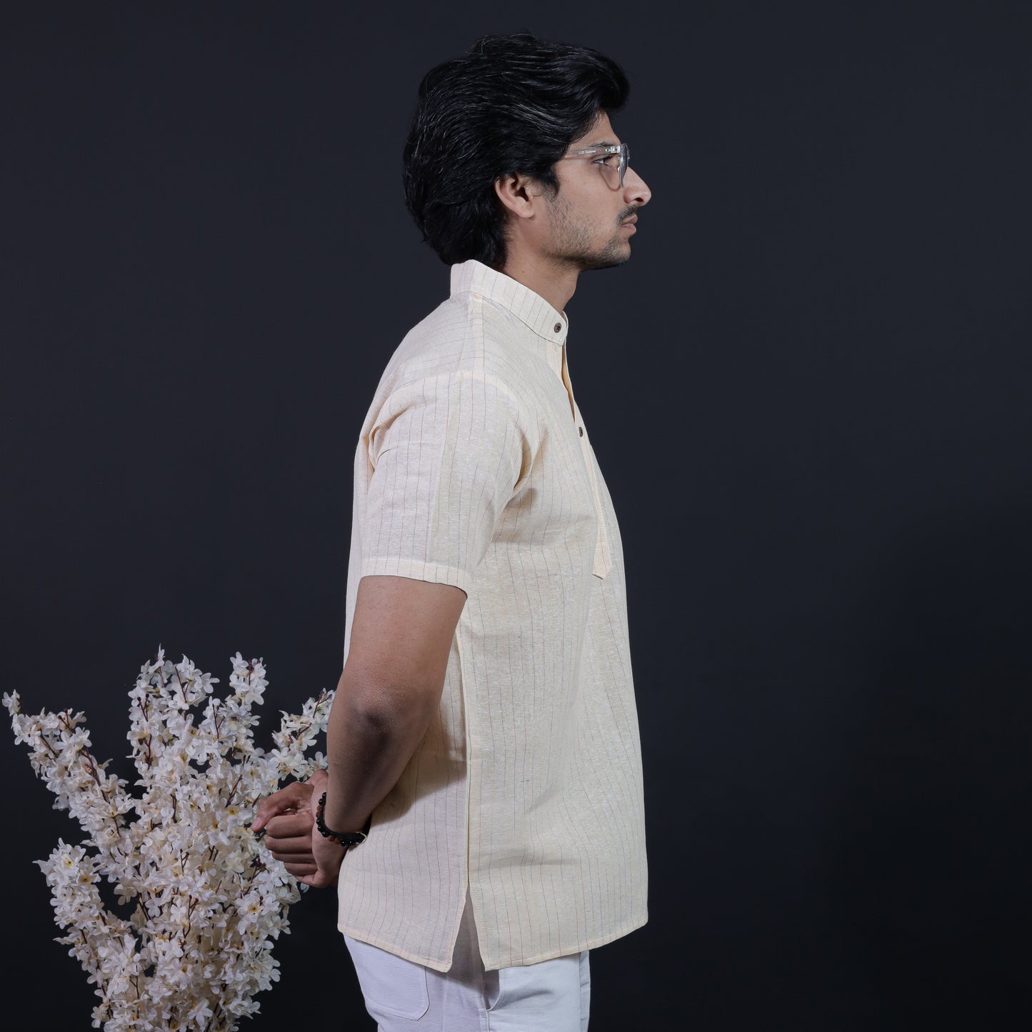 Softline Half Sleeves Short Kurta-Yellow