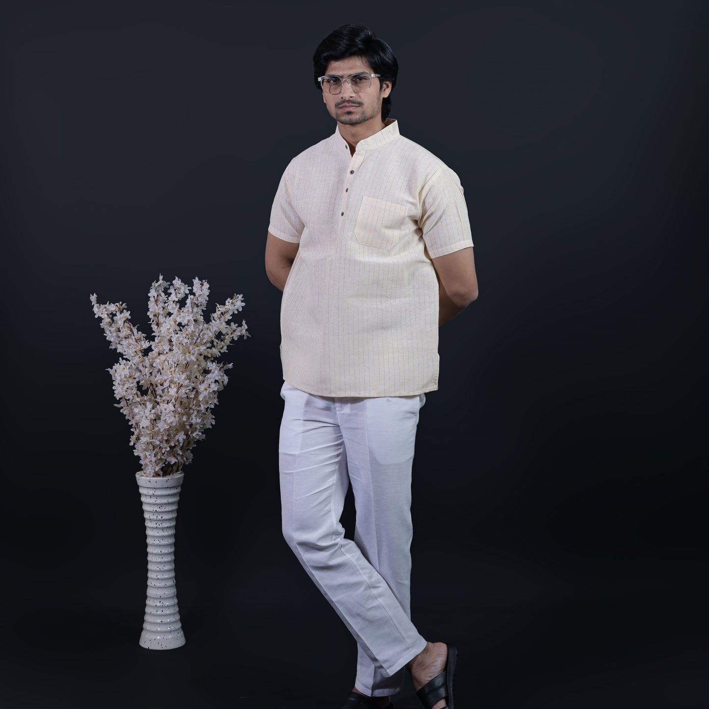 Combo Set Softline Half Sleeves Short Kurta Pant-Yellow