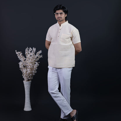 Combo Set Softline Half Sleeves Short Kurta Pant-Yellow