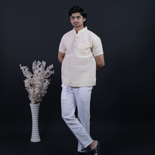 Combo Set Softline Half Sleeves Short Kurta Pant-Yellow
