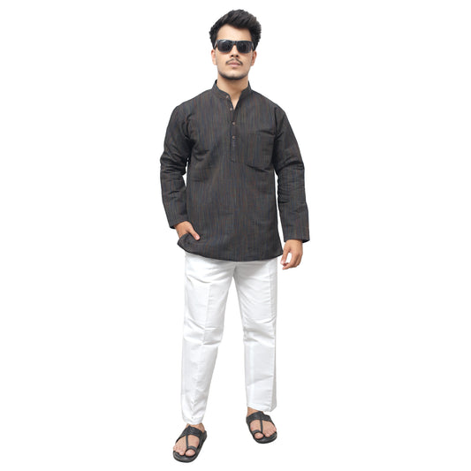 Combo Set Thread Lines Full Sleeves Kurta Pant-Black