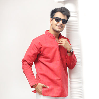 Combo Set Thread Lines Full Sleeves Kurta Pant-Red
