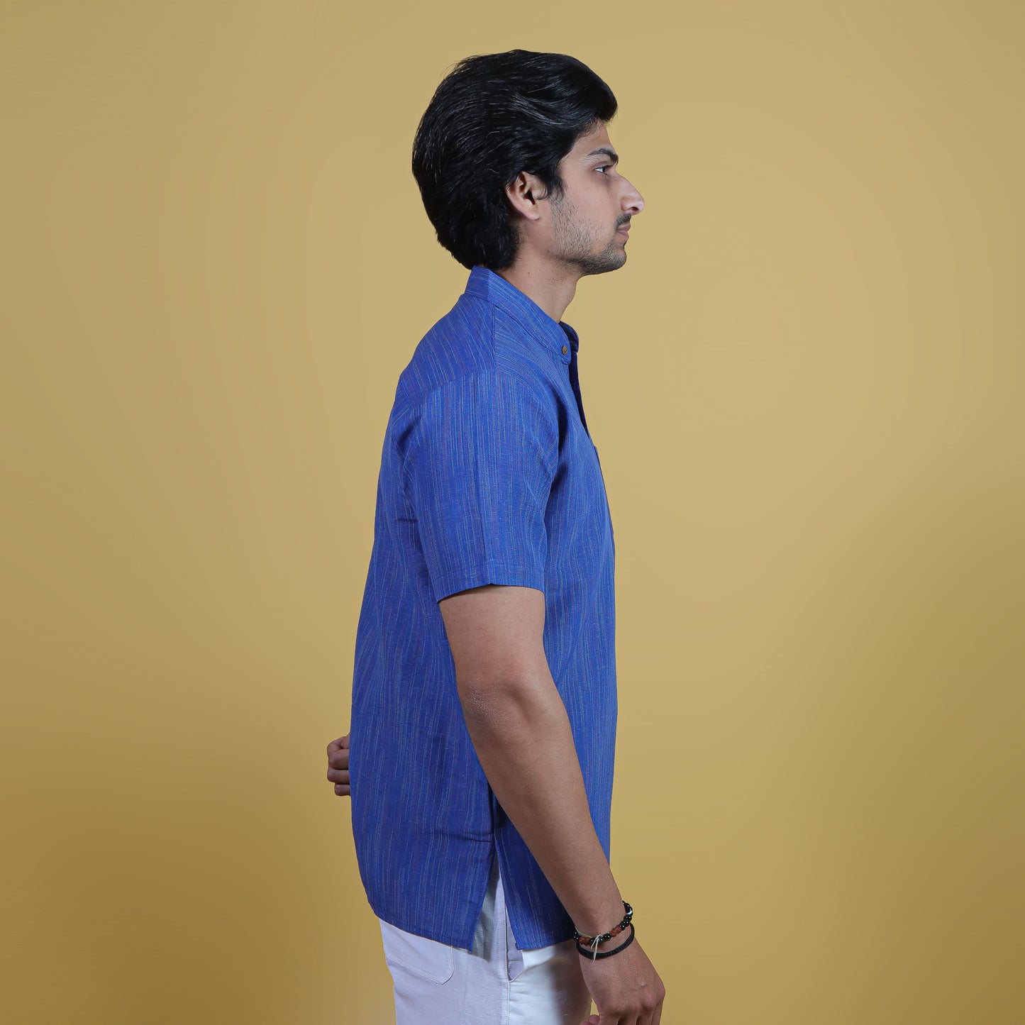 Combo Set Thread Line Half Sleeves Short Kurta Pant-Blue
