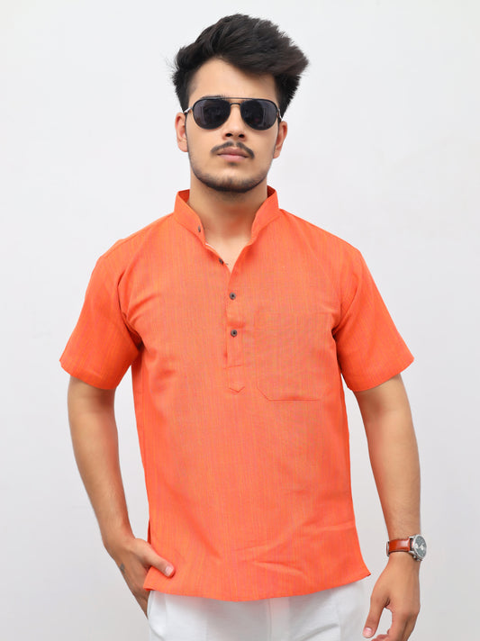 Men's Thread Lines Short Half Sleeves Kurta