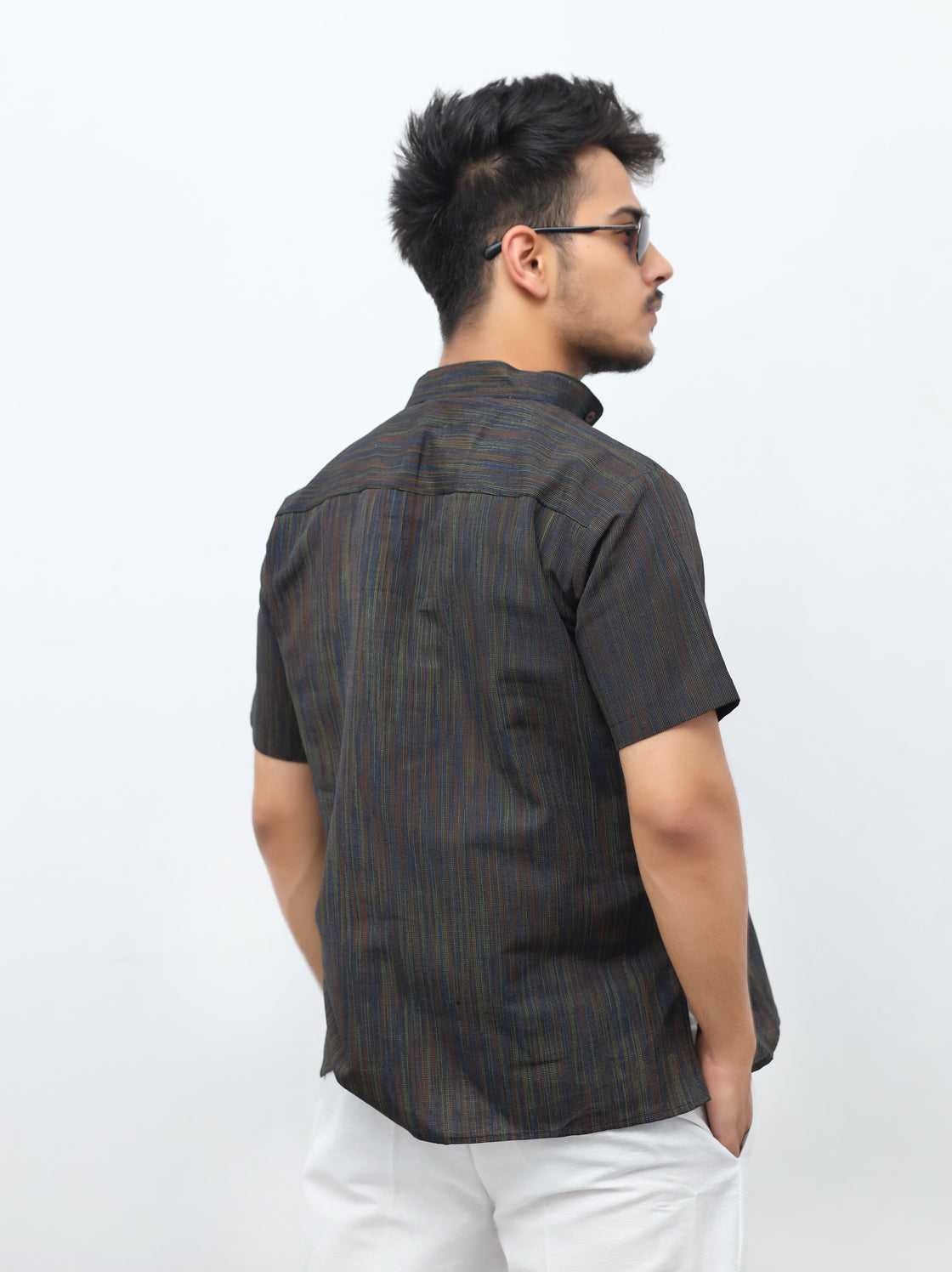 Men's Thread Lines Short Half Sleeves Kurta