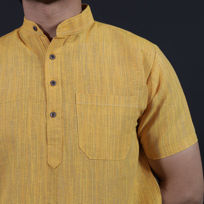 Combo Set Thread Line Half Sleeves Short Kurta Pant-Yellow
