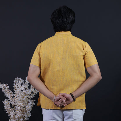Combo Set Thread Line Half Sleeves Short Kurta Pant-Yellow