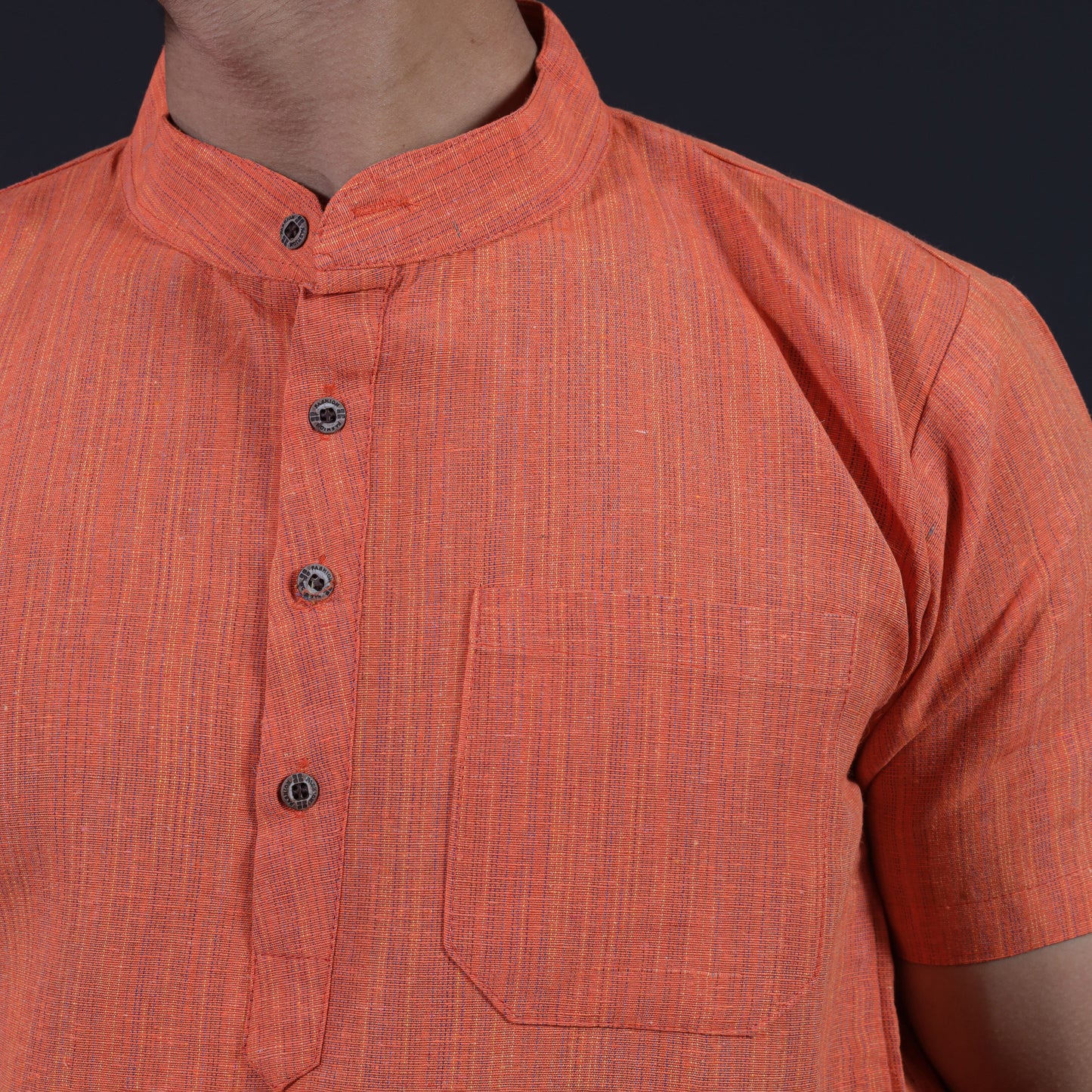Combo Set Thread Line Half Sleeves Short Kurta Pant-Orange