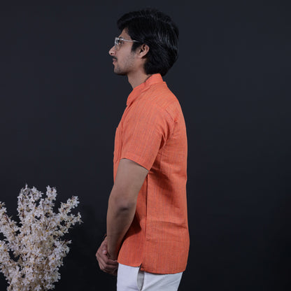 Combo Set Thread Line Half Sleeves Short Kurta Pant-Orange