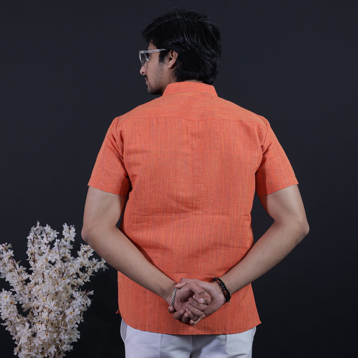 Combo Set Thread Line Half Sleeves Short Kurta Pant-Orange