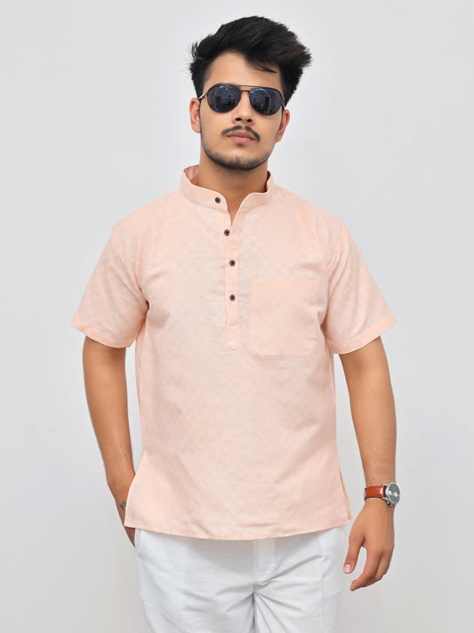 Men's Urban Check Short Half Sleeves Kurta