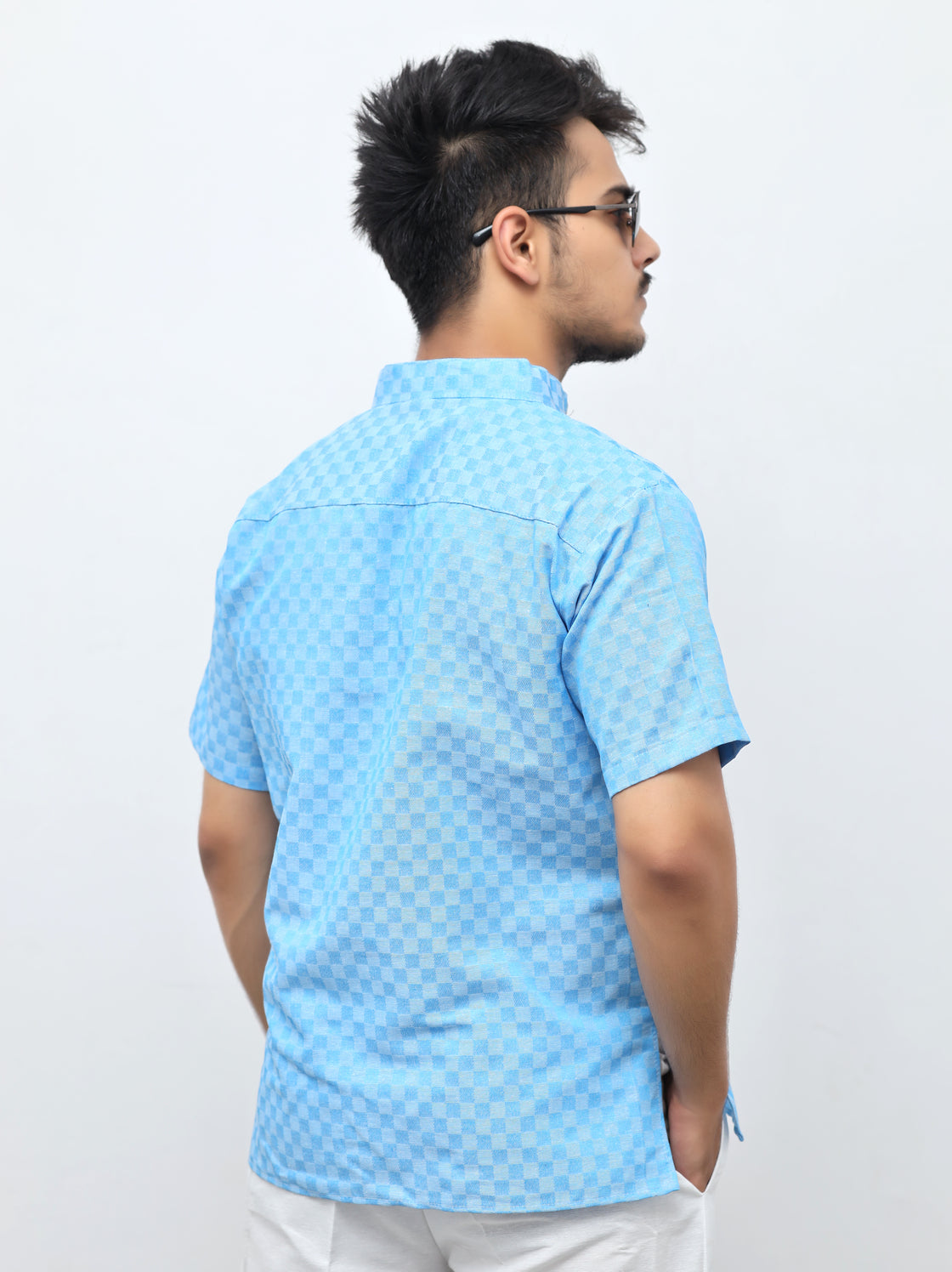 Men's Urban Check Short Half Sleeves Kurta