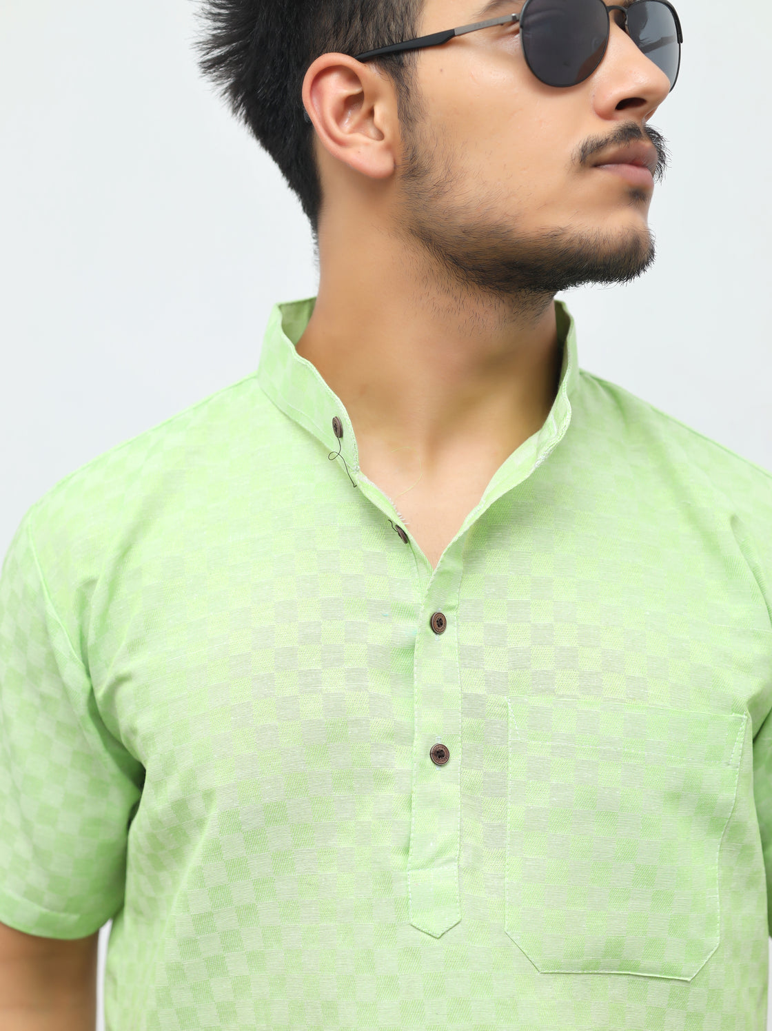 Men's Urban Check Short Half Sleeves Kurta