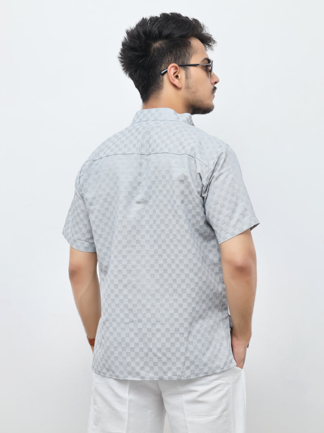 Men's Urban Check Short Half Sleeves Kurta