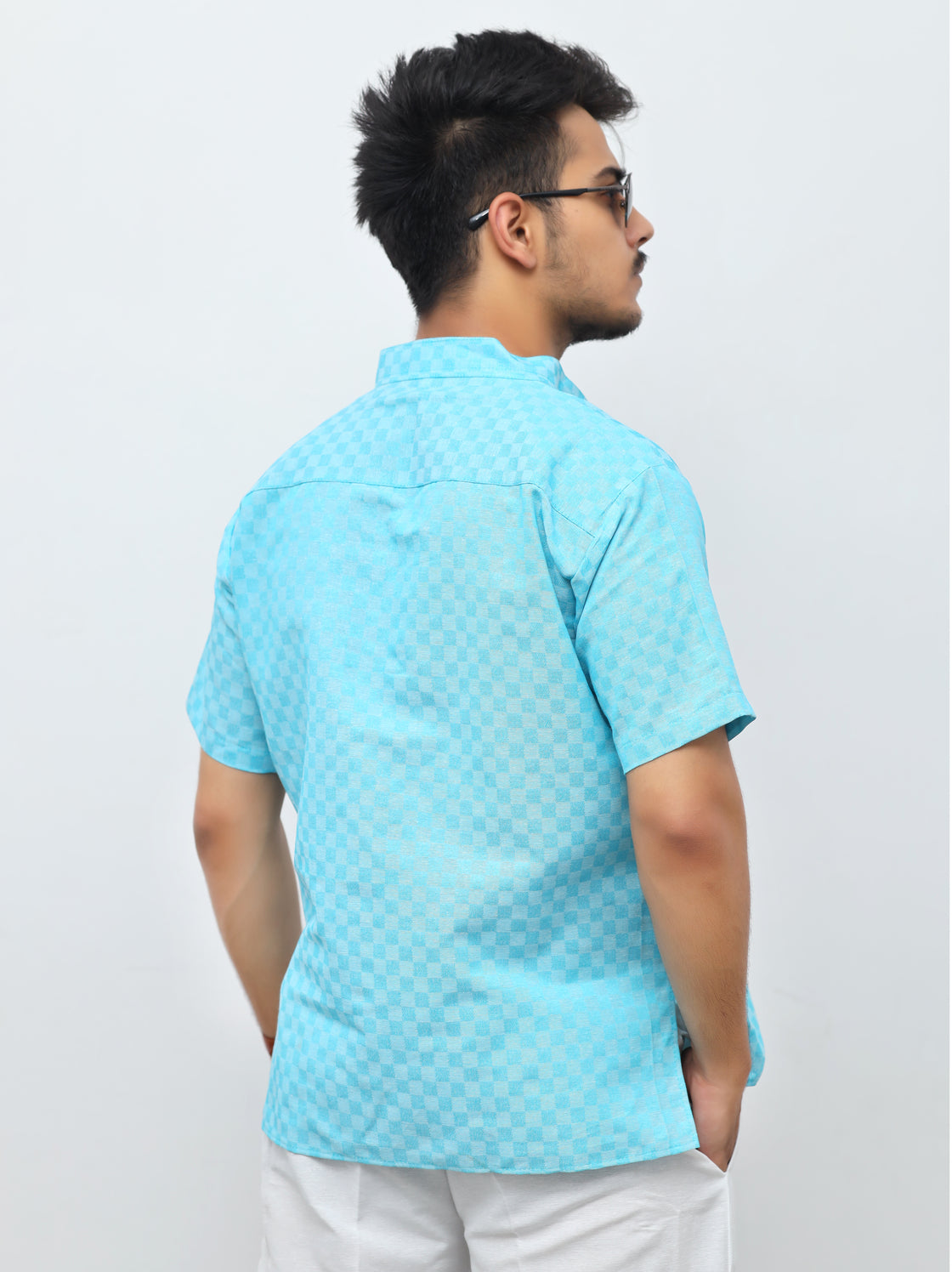 Men's Urban Check Short Half Sleeves Kurta