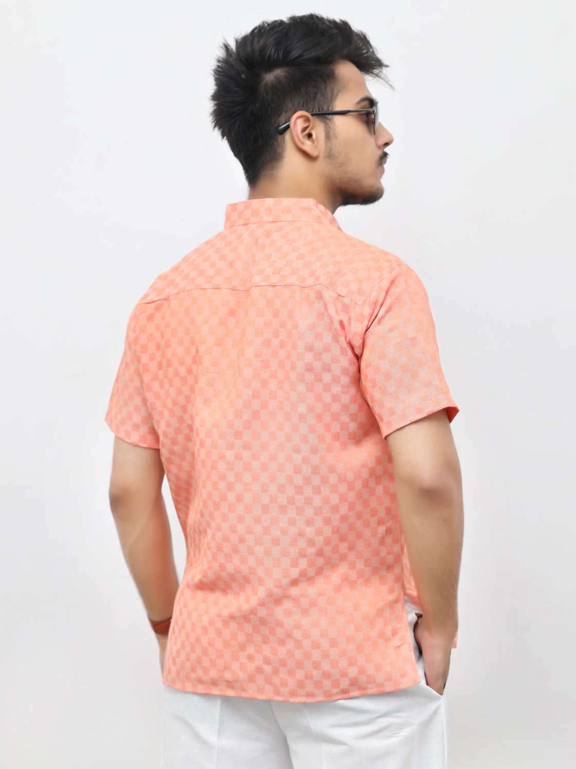 Men's Urban Check Short Half Sleeves Kurta