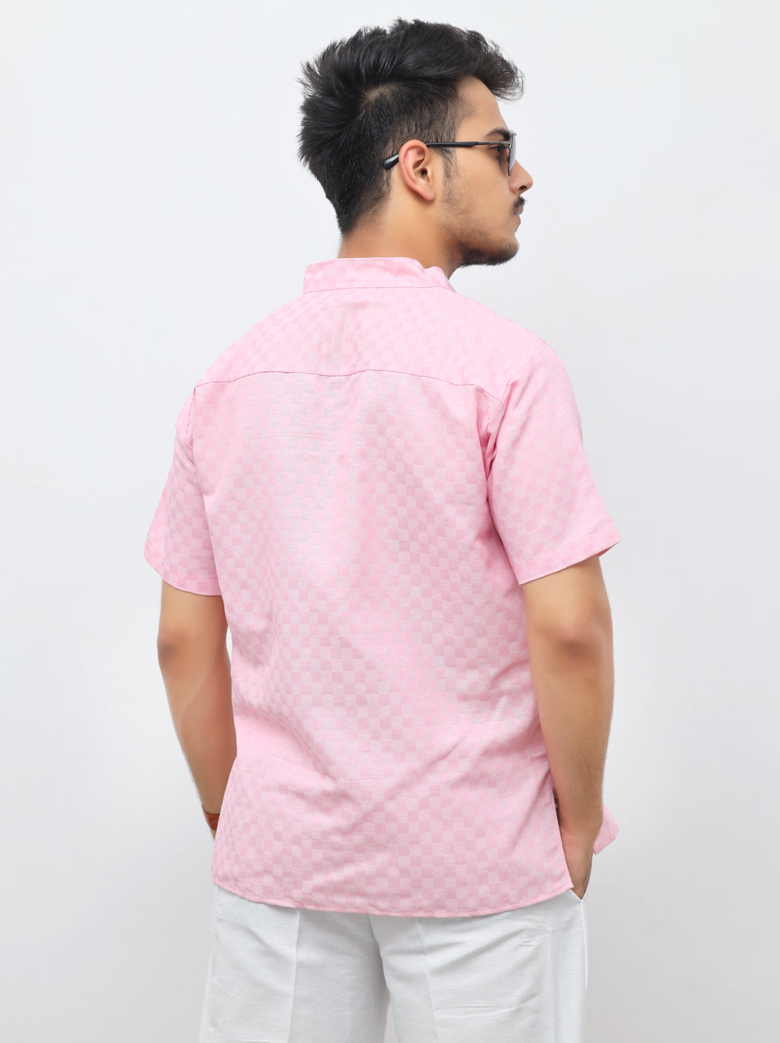 Men's Urban Check Short Half Sleeves Kurta
