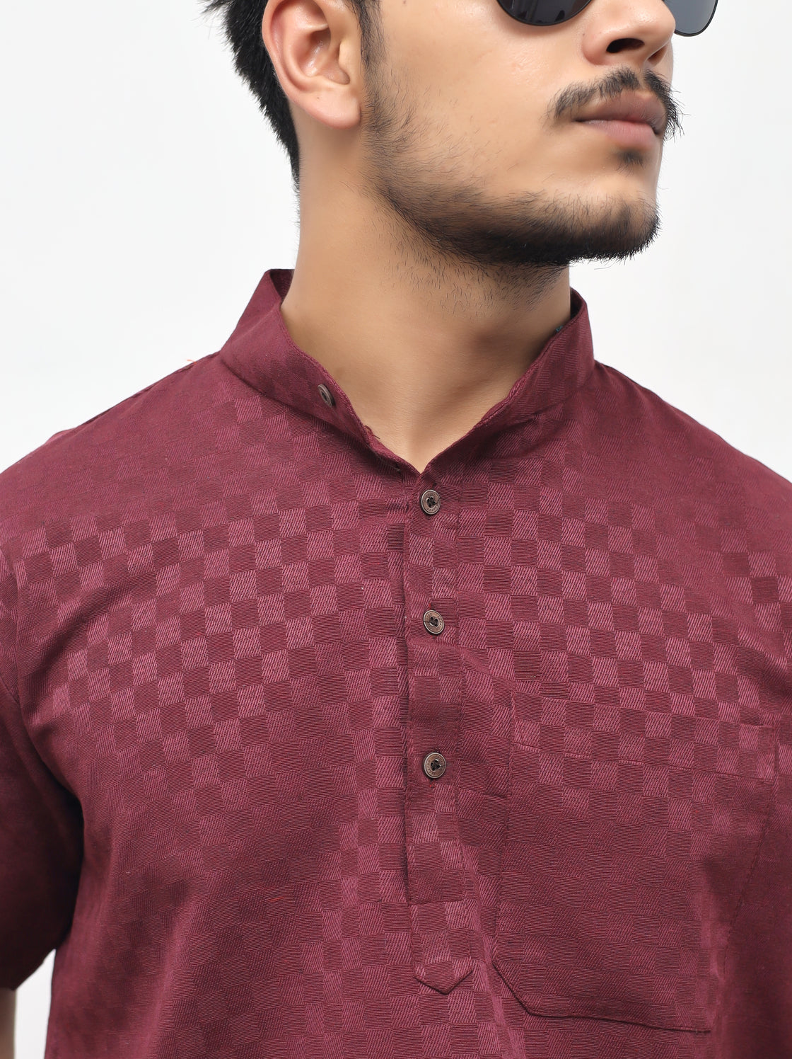 Men's Urban Check Short Half Sleeves Kurta