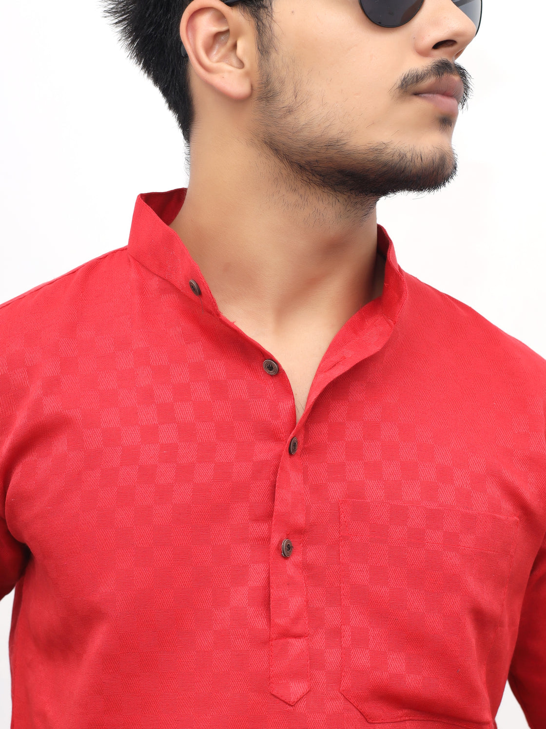 Men's Urban Check Short Half Sleeves Kurta