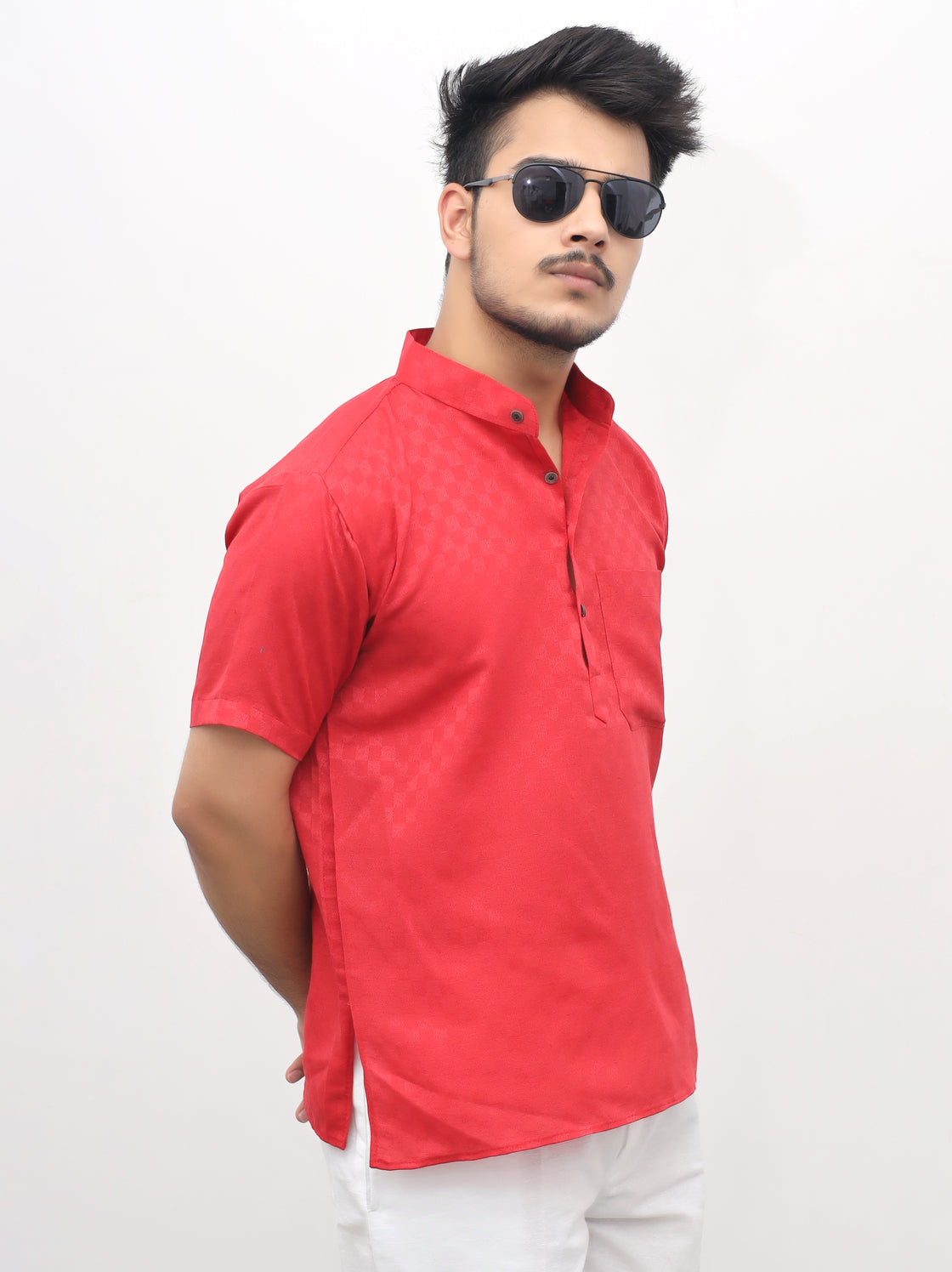 Men's Urban Check Short Half Sleeves Kurta