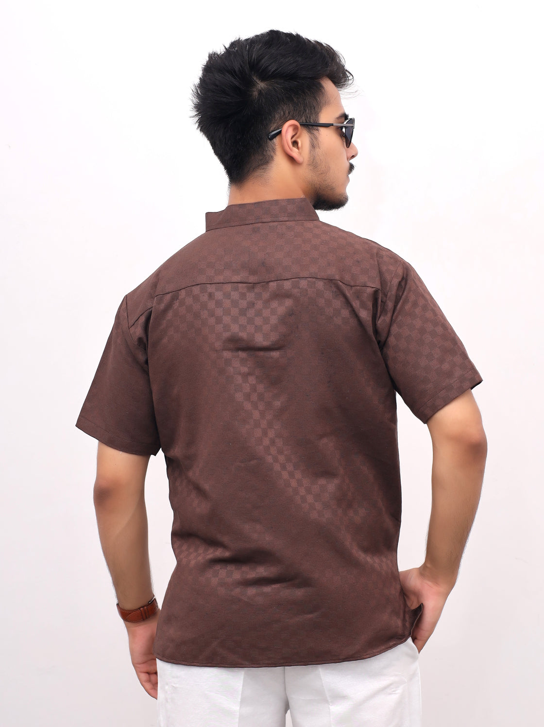Men's Urban Check Short Half Sleeves Kurta