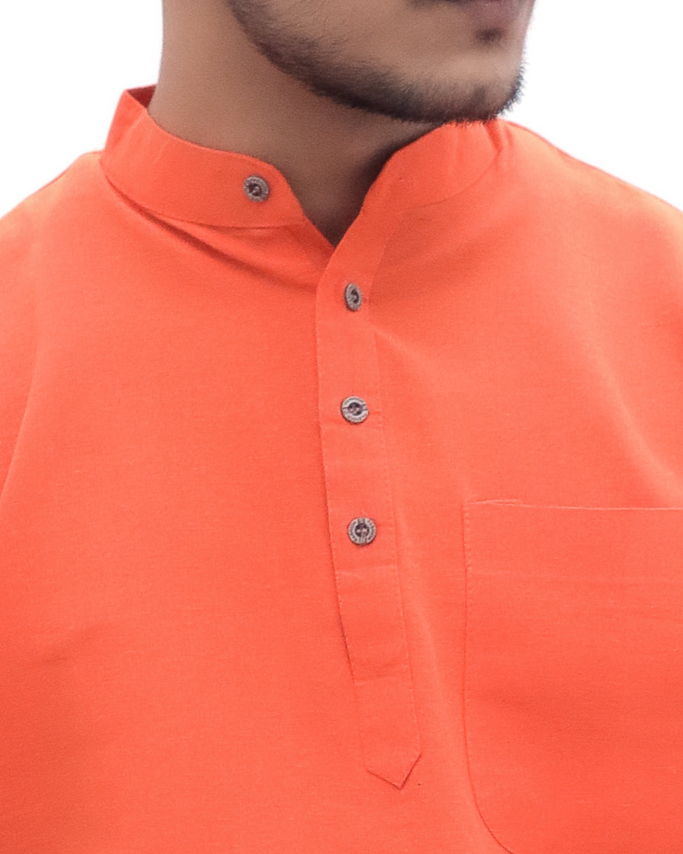 Men's Pure Khadi Plain Short Kurta