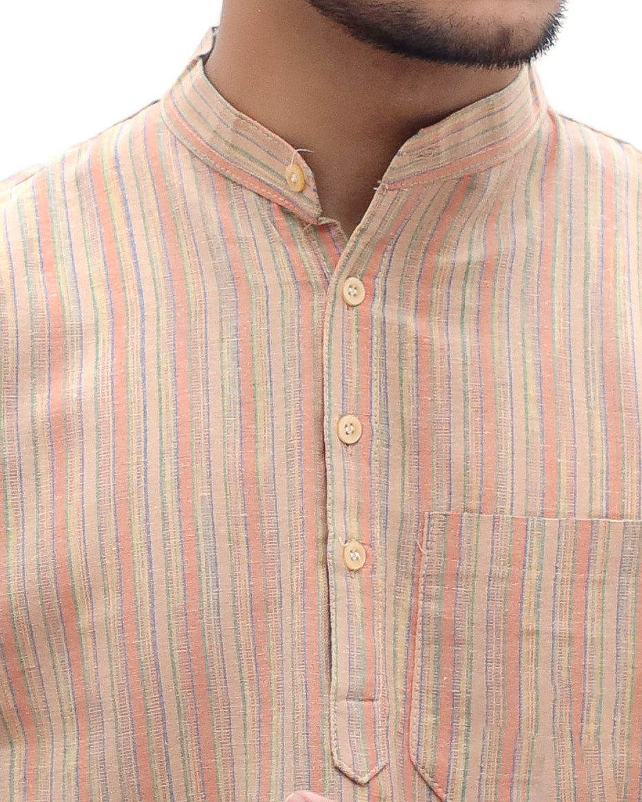 KHADI SKIN SHORT KURTA HALF SLEEVES