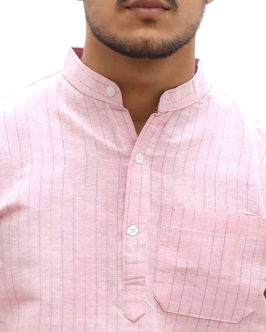 Softline Half Sleeves Short Kurta-Pink