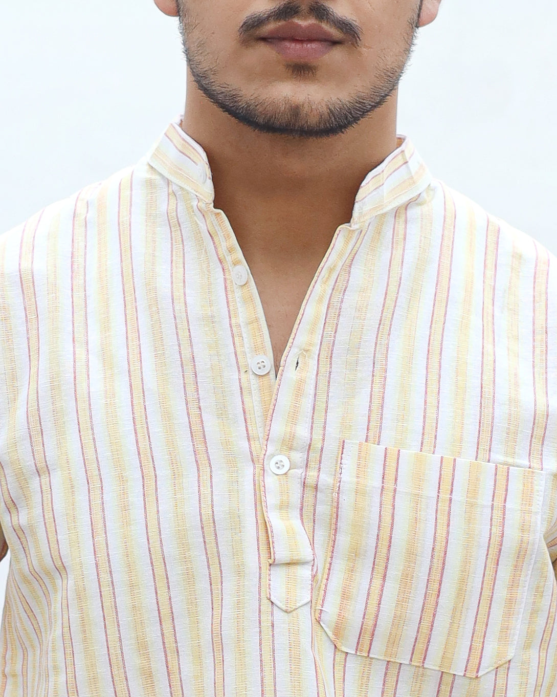 KHADI SHORT KURTA HALF SLEEVES