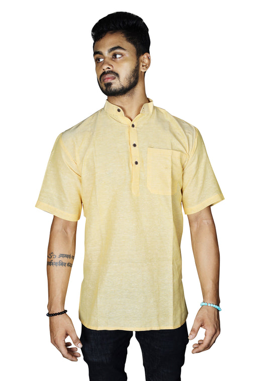 Men's Pure Khadi Plain Short Kurta